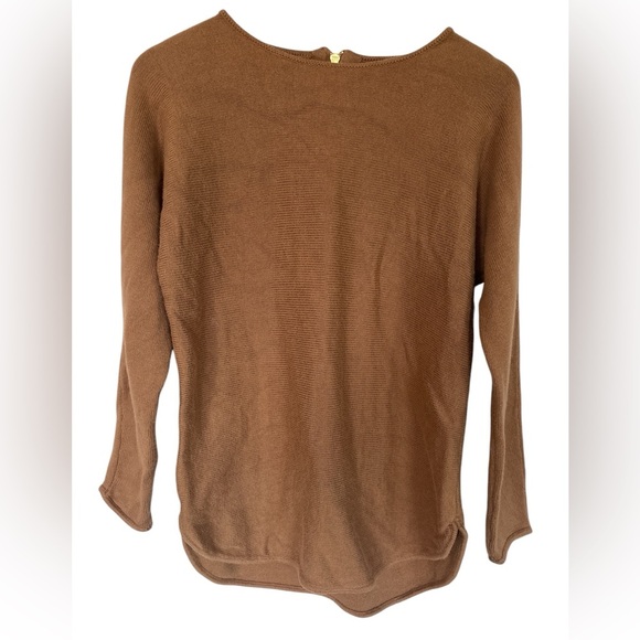 Michael Kors Hi-Lo Brown Back Zip Sweater - Picture 1 of 4